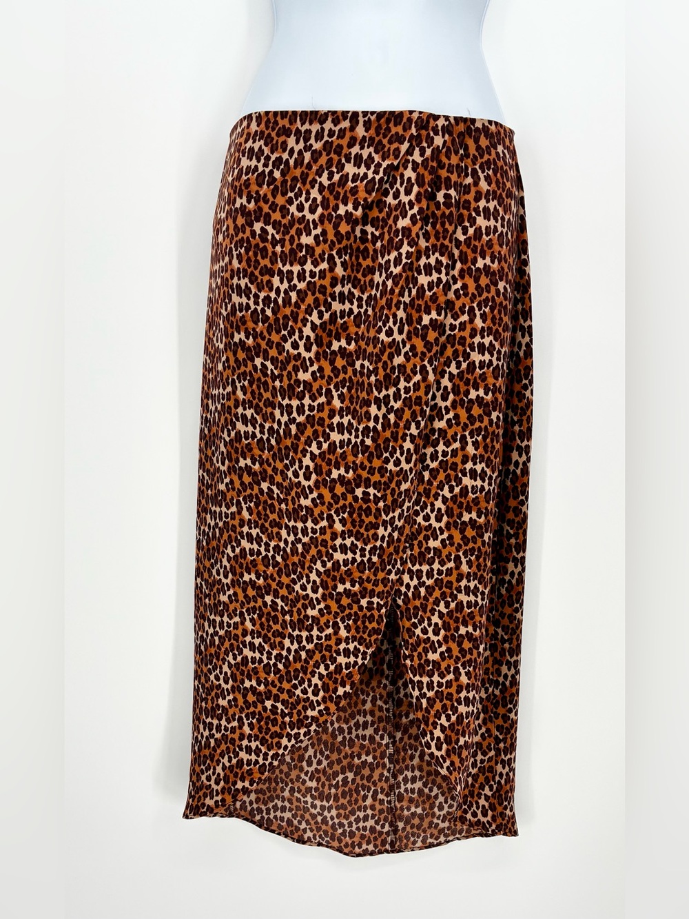 Urban Outfitters Urban Romantics Leopard Print Wrap Midi Skirt Tulip Hem S